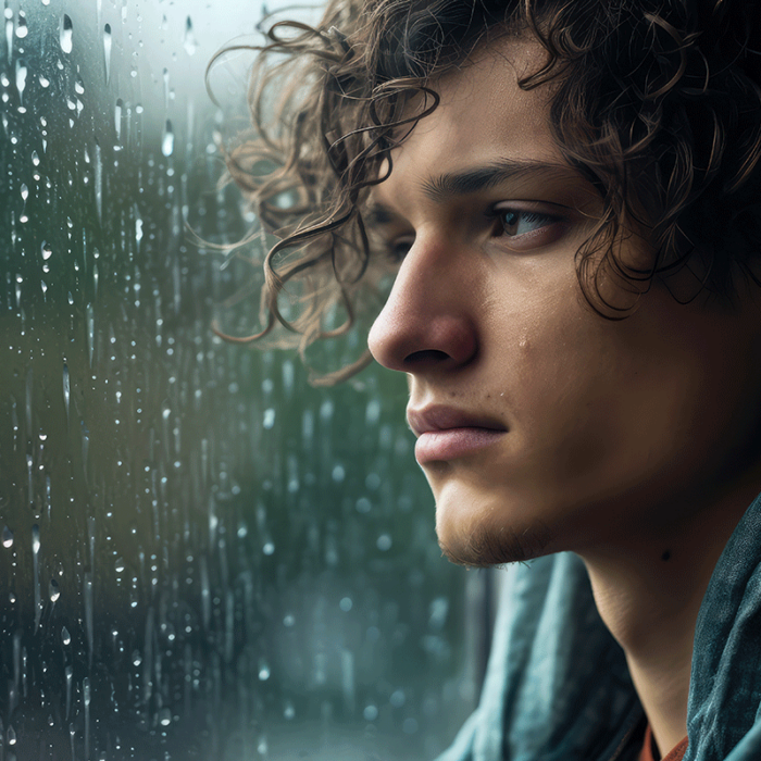 a teen looks out a window dramatically while experiencing xanax withdrawal symptoms