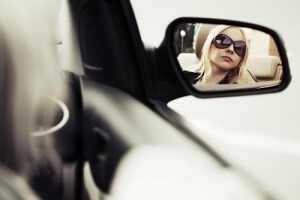 Blond woman driving after smoking pot